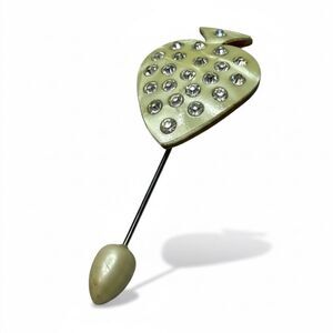 Vintage Strawberry Rhinestone Hat Pin Stick Pin Mid Century Jewelry